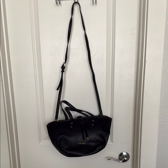 Vintage Calvin Klein Black Leather Tote with Sleek Design - Picture 3 of 7